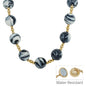 Water Resistant Gold and 20MM Large Beaded Black Marbled Magnetic Closure Necklace