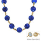 Water Resistant Gold and 20MM Large Beaded Navy Blue Magnetic Closure Necklace