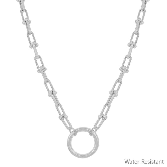 Water Resistant Silver Chain with Open Circle 16"-18" Necklace