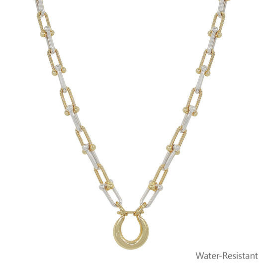 Water Resistant Gold and Silver Chunky Chain with Gold Pendant 16"-18" Necklace