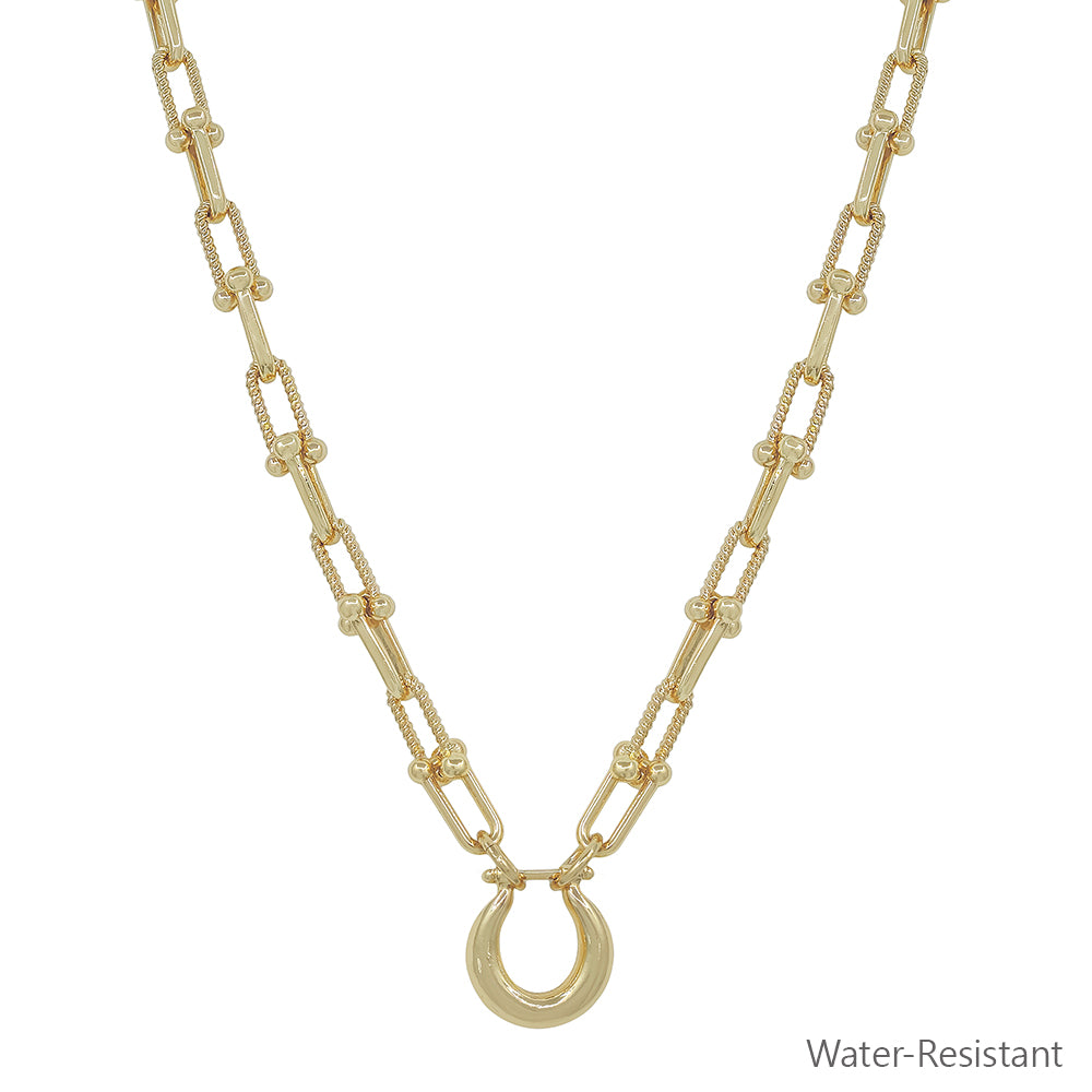 Water Resistant Gold Chunky Chain with Gold Pendant 16"-18" Necklace