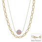 Water Resistant 20MM  Pink Acrylic Bead and Gold Chain Layered 16"-18" Necklace