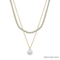 Gold Rhinestone with Freshwater Pearl and Rhinestone Layered 16"-18"Necklace