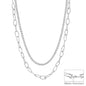 Silver Rhinestone and Chain Double Layered 16"-18" Necklace