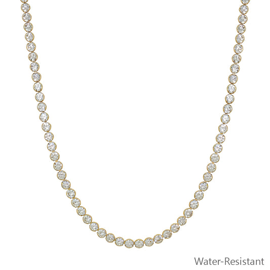 Water Resistant Gold with 4MM Rounded Tennis Necklace 16"-18" Necklace