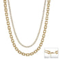 Water Resistant Gold Rectangle with Crystal Multi Way Layered 16"-18" Necklace