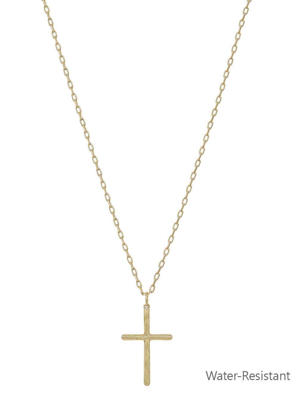 Water Resistant Thin Gold Cross 16"-18" Necklace