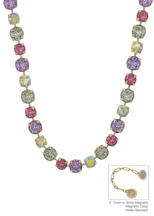 Water Resistant Light Multi Crystal 10&12MM Stone Magnetic Closure 17" Necklace