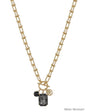 Water Resistant Gold Chain with Black Diamond Crystal Charms 16"-18" Necklace