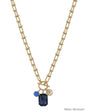 Water Resistant Gold Chain with Royal Blue Crystal Charms 16"-18" Necklace