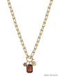 Water Resistant Gold Chain with Topaz Crystal Charms 16"-18" Necklace