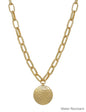 Water Resistant Gold Open Chain with Hammered Circle 16"-18" Necklace