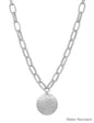 Water Resistant Silver Open Chain with Hammered Circle 16"-18" Necklace