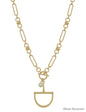 Water Resistant Gold Thick Chain  16"-18" Necklace with Horsebit with Pearl Charm