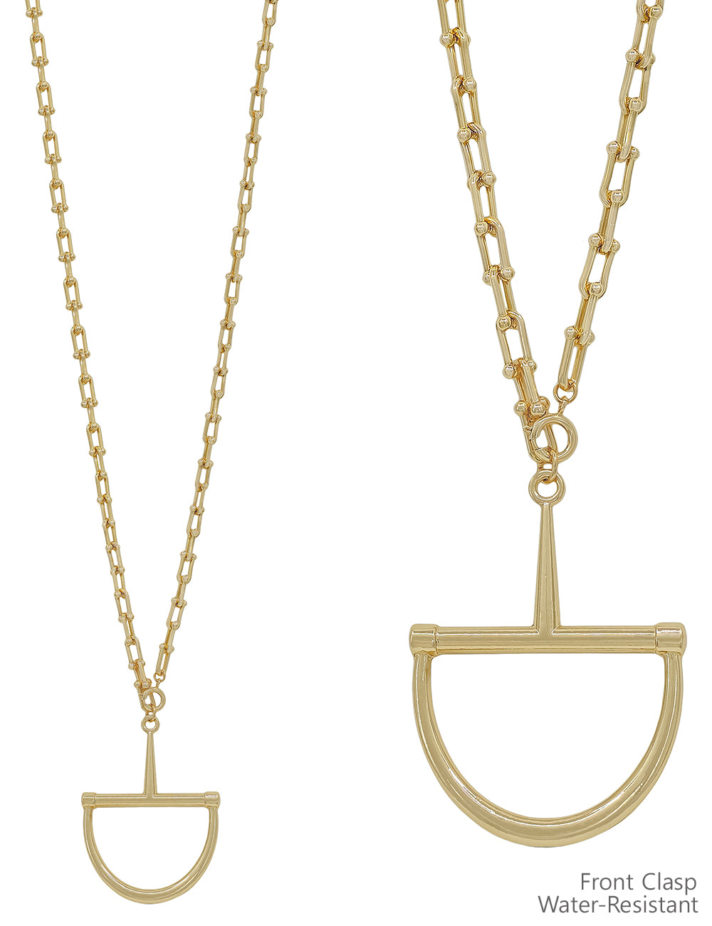 Water Resistant Gold Thick Chain  34" Necklace with Horsebit