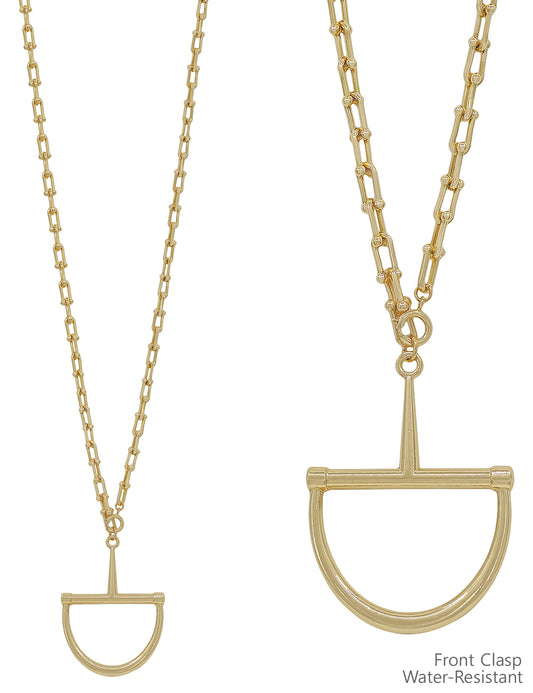Water Resistant Gold Thick Chain  34" Necklace with Horsebit