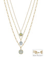 Water Resistant Gold Triple Layered Multi Way Clear Crystal Drop 16"-18" Necklace