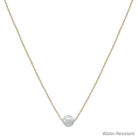 Gold Chain with Small 8MM Freshwater Pearl 16"-18" Necklace
