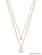 Water Resistant Thin Gold Double Layered Freshwater Pearl 16"-18" Necklace