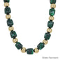 Water Resistant Gold and Emerald Green 14MM Beaded 16"-18" Necklace