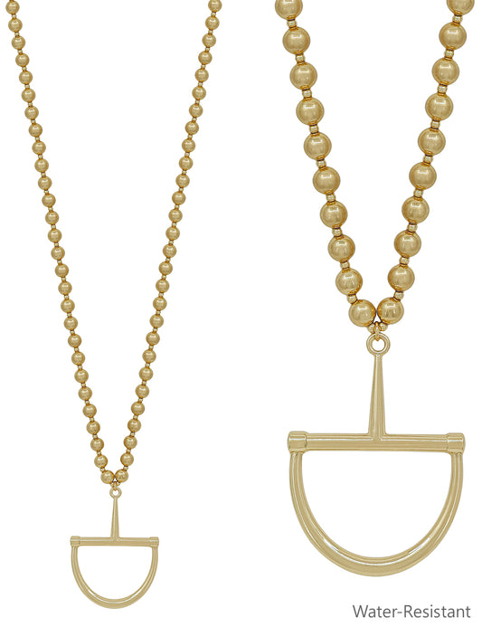 Water Resistant 8MM Matte Gold Beaded with Horse Bit 32" Necklace