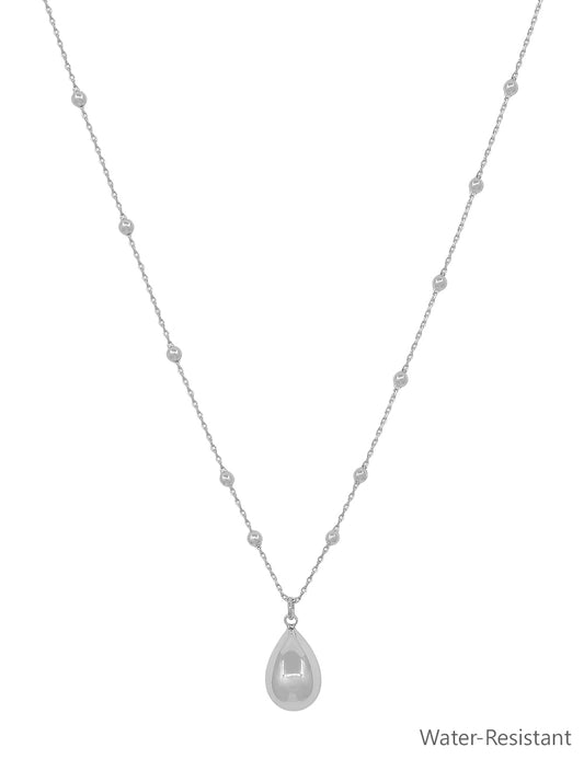 Water Resistant Silver 2MM Beaded with Thin Chain 16"-18" Necklace