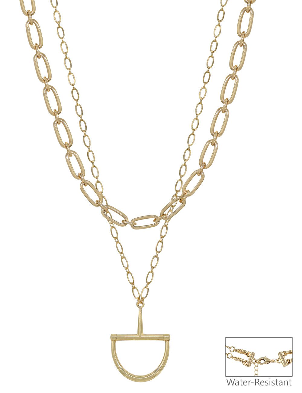 Water Resistant Gold Chain with Horse Bit Charm 16"-18" Necklace