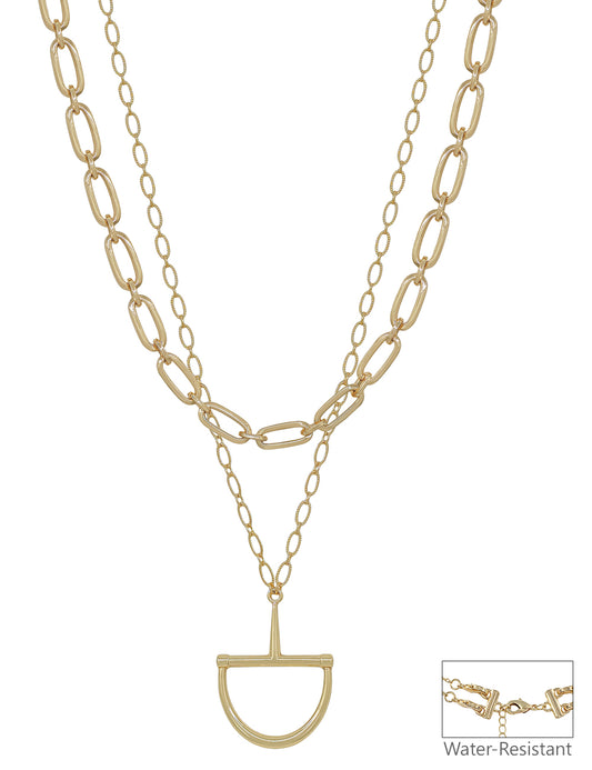 Water Resistant Gold Chain with Horse Bit Charm 16"-18" Necklace