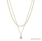 Water Resistant Gold Double Layered with Teardrop Pearl Charm 16"-18" Necklace