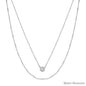 Water Resistant Triple Layered Thin Silver Chain with Rhinestone 16"-18" Necklace