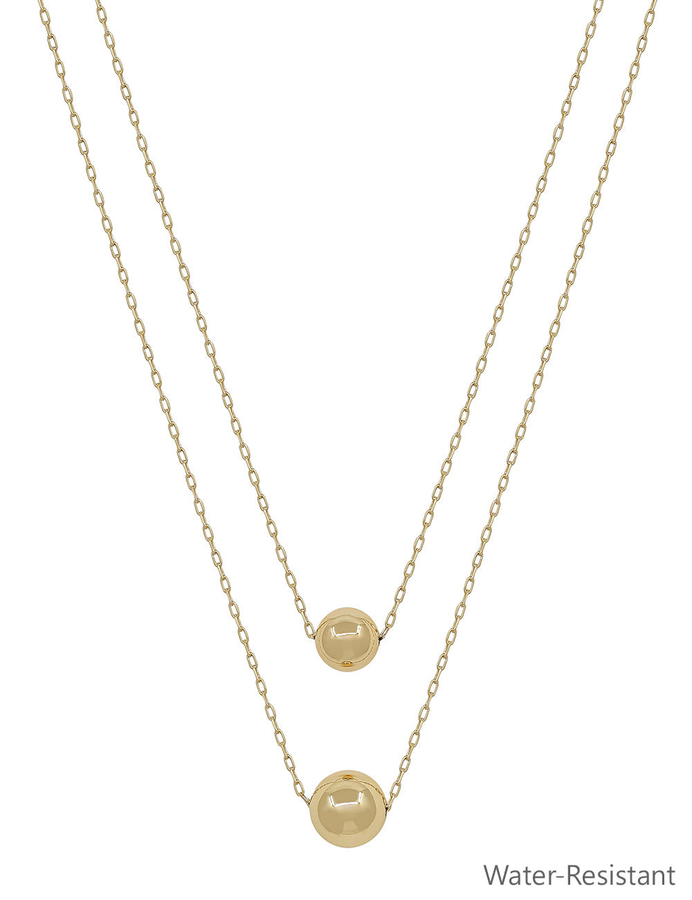 Water Resistant Double Layered 10mm&12mm Ball 16"-18" Necklace