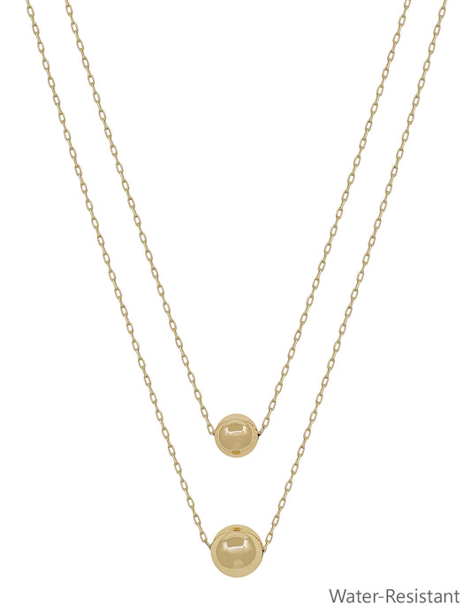 Water Resistant Double Layered 10mm&12mm Ball 16"-18" Necklace