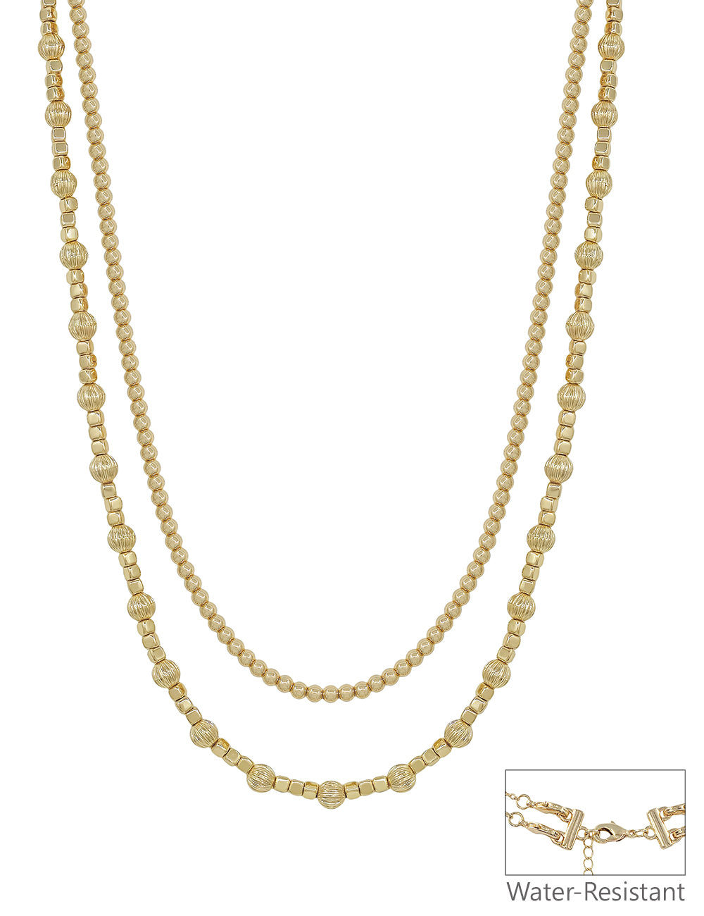 Water Resistant Double Layered Gold Beaded Multiway 16"-18" Necklace