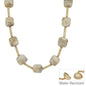 Water Resistant 16MM Natural Beaded and Gold Bar 16"-18" Necklace