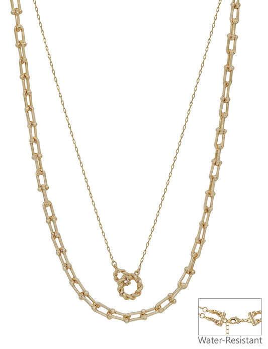 Water Resistant Gold 2 Layer Multi way Tiffany Chain 16"-18" Necklace