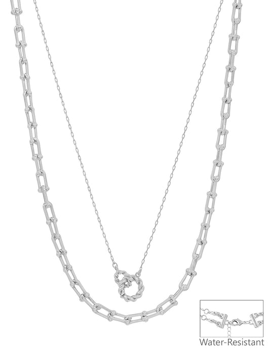 Water Resistant Silver 2 Layer Multi way Tiffany Chain 16"-18" Necklace