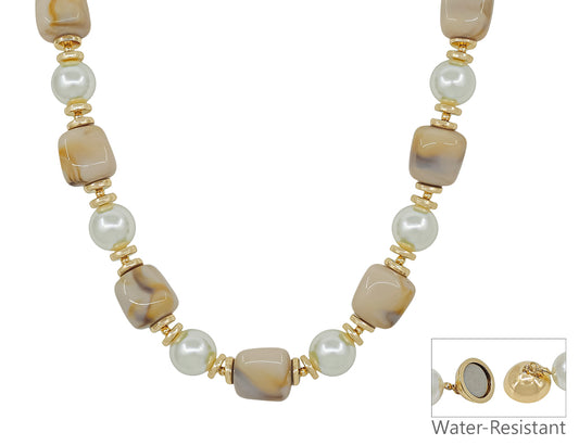 Natural Acrylic with Pearl 18" Necklace