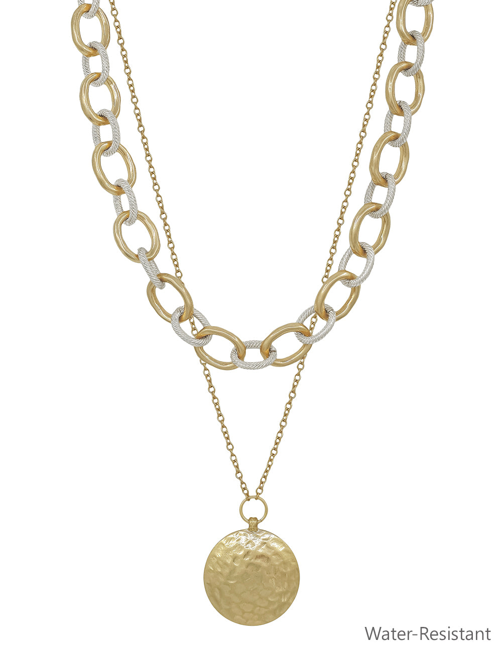 Water Resistant Gold and Silver Double Layered Chunky 16"-18" Necklace