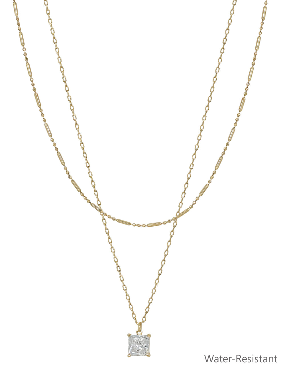 Water Resistant Double Layered Delicate Snake Chain 16"-18" Necklace