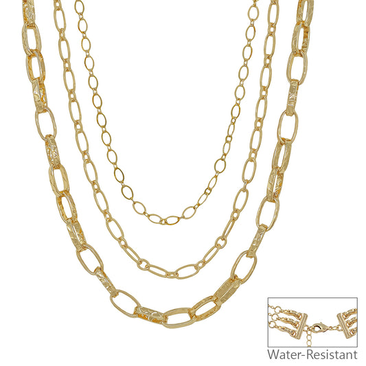 Water Resistant Triple Layered Chunky Multiway 16"-18" Necklace