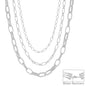 Water Resistant Silver Triple Layered Chunky Multiway 16"-18" Necklace
