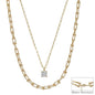 Water Resistant 2 Layered Tiffany Chain with CZ 16"-18" Necklace