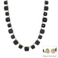 Water Resistant Black Crystal Square Statement Necklace