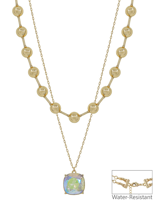Water Resistant AB 2 Layered 10MM and 18MM Crystal Necklace