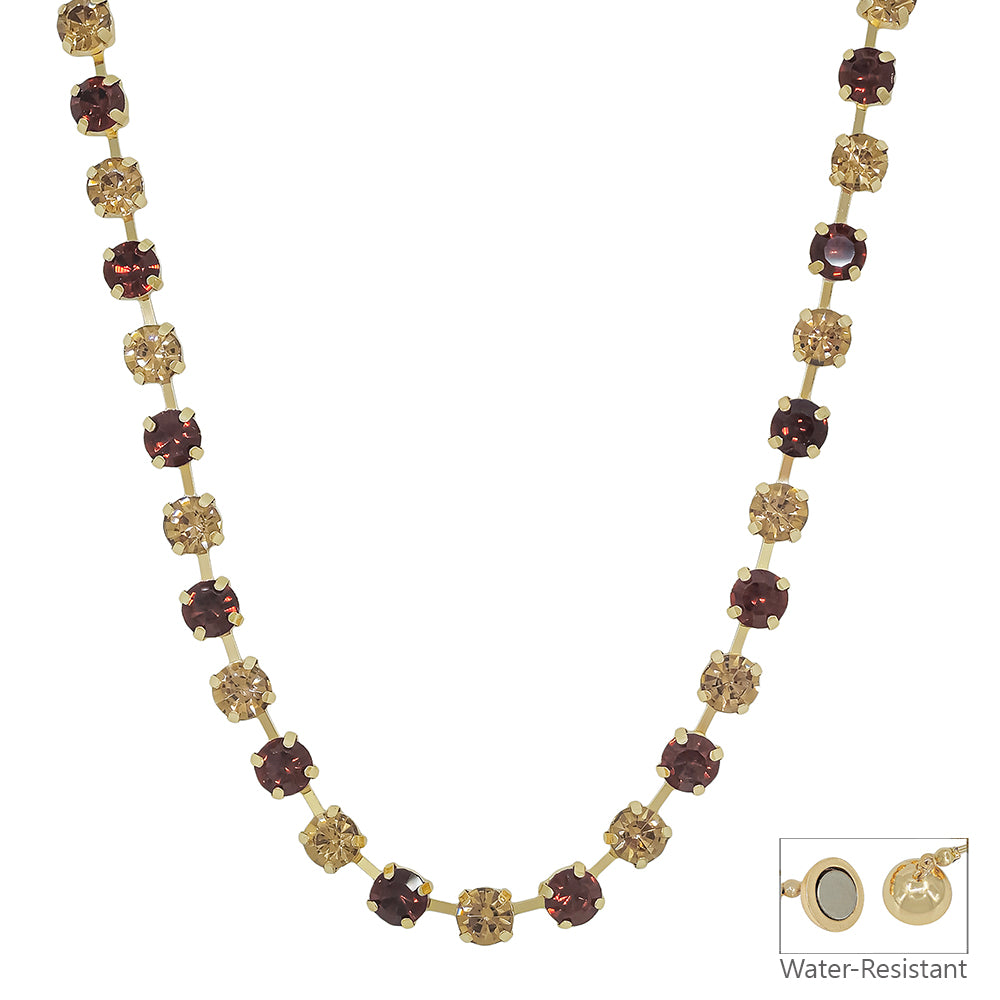 Water Resistant 8MM Topaz Stone Two Tone Mixed 18" Magnetic Closure Necklace