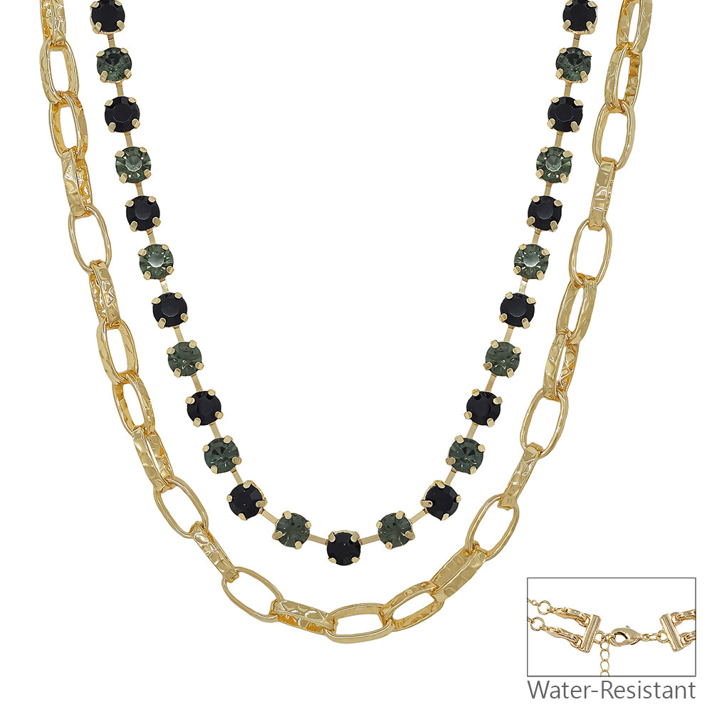 Water Resistant Black Multi Way 8MM Stone Mix Necklace