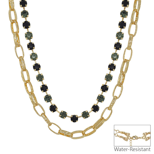 Water Resistant Black Multi Way 8MM Stone Mix Necklace