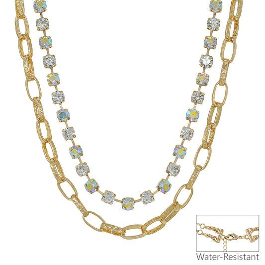 Water Resistant Clear Multi Way 8MM Stone Mix Necklace