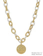 Water Resistant Chunky Chain Stamped Gold and Silver Coin 16"-18" Necklace