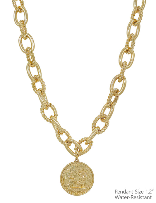 Water Resistant Chunky Chain Stamped Gold Chain 16"-18" Necklace